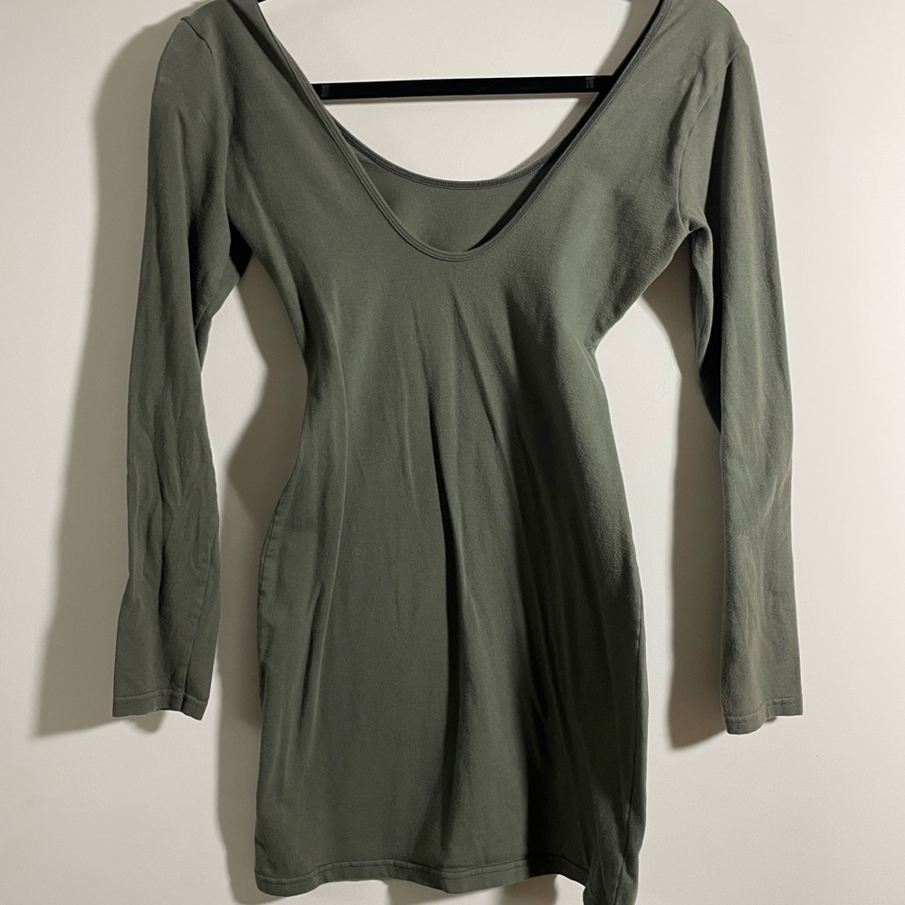 American Apparel Deep Green Long Sleeve Dress